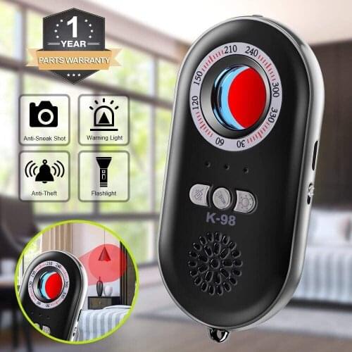 Anti-Spy Hidden Camera Detector Infrared Portable Safesound Personal Alarm 3-in-1 Functionality Defense with Mini LED Flashlight