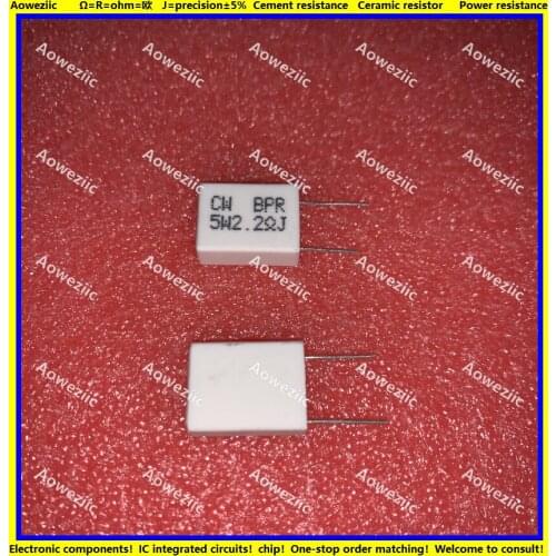 10Pcs Inductionless Cement Resistor 5W 2.2 ohm 2.2 R 2.2RJ 5W2R2J 5W2.2R Ceramic Resistance precision 5% Non-inductive Resistor