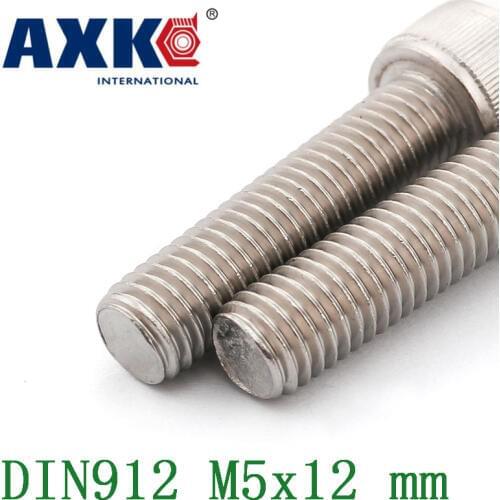 Din912 M5x12 Mm M5*12 304 Vis Parafusos Stainless Steel Free Shipping 50pcs/lot Metric ThreadHex Socket Head Cap Screw Bolts