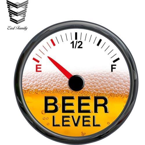 EARLFAMILY 12cm X 12cm Beer Meter Gauge Sticker Funny Drinking Cup Tumbler Mug Cooler Refrigerator Keg Auto Motor Decor Graphics