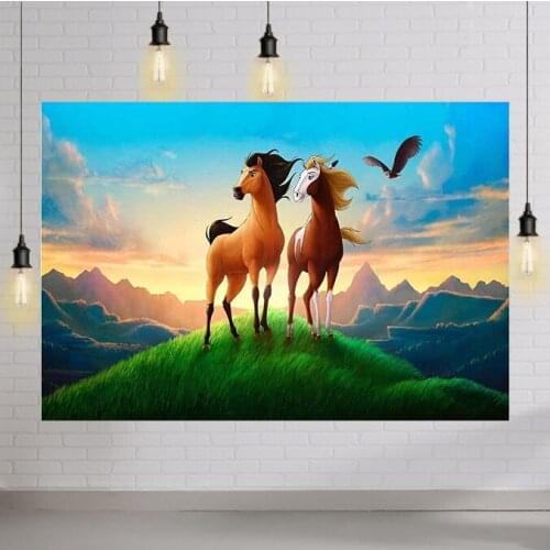 Spirit Horse Background Kids Birthday Backdrop Banner Baby Shower Photography Backdrops Room Wall Decor Booth Video Drape Props