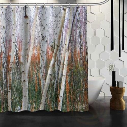 Best Nice Custom Birch Fores Shower Curtain Bath Curtain Waterproof Fabric For Bathroom MORE SIZE W#@23