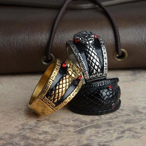 Stainless Steel Retro Snake Mouth Ring Men and Women Couple Jewelry Charm Personality Rock Punk Fashion Rock Punk Jewelry Gift