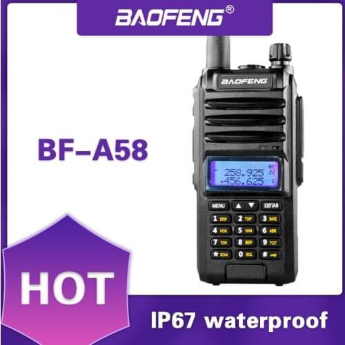2021New Baofeng BF-A58 5W walkie talkie LED screen IP57 waterproof hunting walkie talkie 10km two way high frequency transceiver