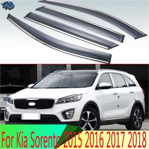 Plastic Exterior Visor Vent Shades Window Sun Rain Guard Deflector For Kia Sorento 2015 2016 2017 2018