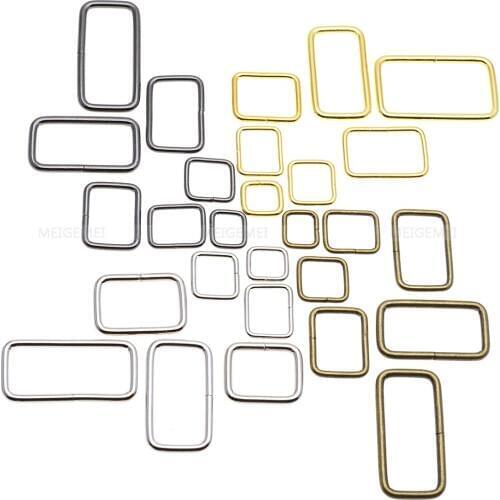 100pcs/pack Metal Wire Formed Rectangle Ring Loops for Webbing 10 12 15 20 25 32 38mm