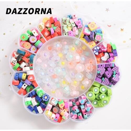 Mixed 500Pcs Fruit/Flower Shape Polymer Clay Loose Spacer Beads For Jewelry Making DIY Bracelet Necklace Earring Accessories