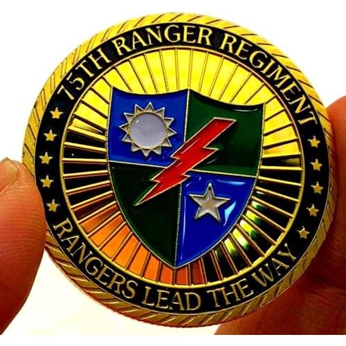 US 75 Rangers Regiment Gold-plated Commemorative Collectible Coin Gift Lucky Challenge Coin