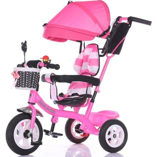 Rotating Seat Children Tricycle Bike Baby Carriage with 3 Wheels Shopping Basket Baby Car Travel System Bicycle Stroller Trike