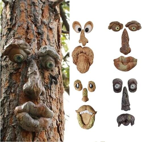 Amusing Old Man Tree Hugger Garden Art Outdoor Tree Funny Old Man Face Sculpture Whimsical Tree Face Garden Decoration