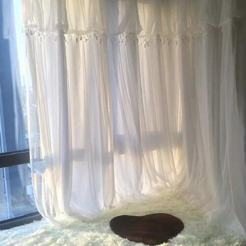 Curtains White Dream Little Fresh Princess Wind Double Screen Bedroom Living Room Balcony Blackout Bay Window