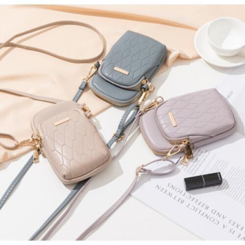 Women Phone Crossbody Bag Mini Shoulder Bag Rhomboids PU Leather Wallet Purse New