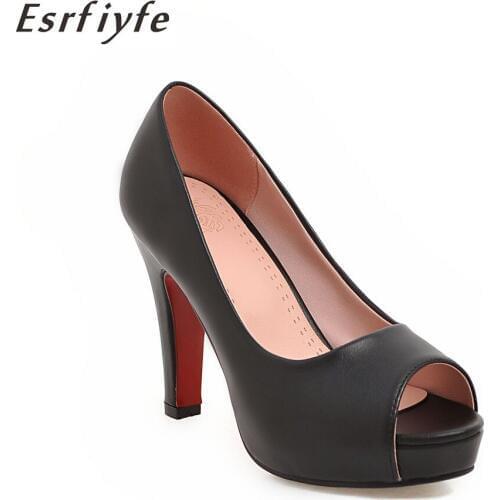 ESRFIYFE 2020 New Summer Peep Toe Shoes Office Lady Dress Shoes High Heels Shoes Woman Platform Fashion Sandals