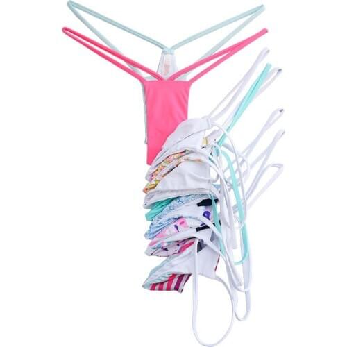 Women Super Sexy Thongs T-back Bikini Bottoms Micro Girl Swimwear Biquini Bikinis Brazilian Bikini Sheer Cheeky Black Pink