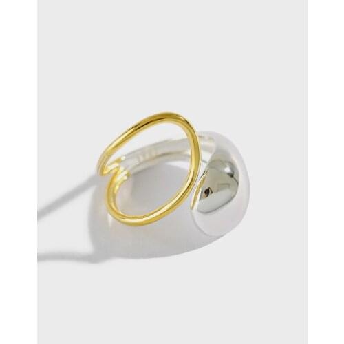 Real 925 sterling silver double color water drop wide rings for women fine jewelry, punk ring woman wedding party accessories