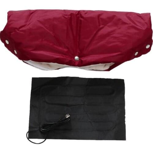 Winter Warm Hand Warmer USB Electric Heater Plush Stroller Gloves Pushchair Hand Muff Waterproof Pram Accessory Mitten
