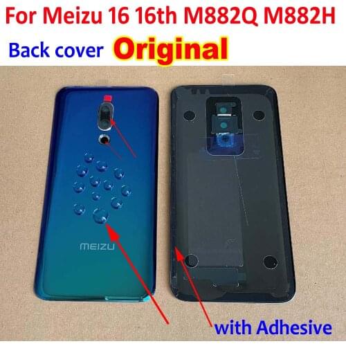 100% Original 3D Glass Back Battery Cover For Meizu 16 16th M882Q M882H Rear Case Door Housing Lid with Camera Lens Adhesive