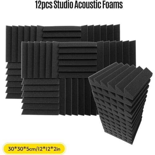 12pcs 12*12*2inch High Density Studio Acoustic Foams Panels Sound Insulation Foam Fire Retardant for Studio KTV Broadcast