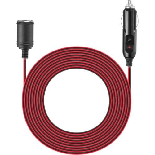 12V 24V 15A Heavy Duty Car Cigarette Lighter Socket Male to Female Extension Cord Power Supply Cable with Fused 3.7m