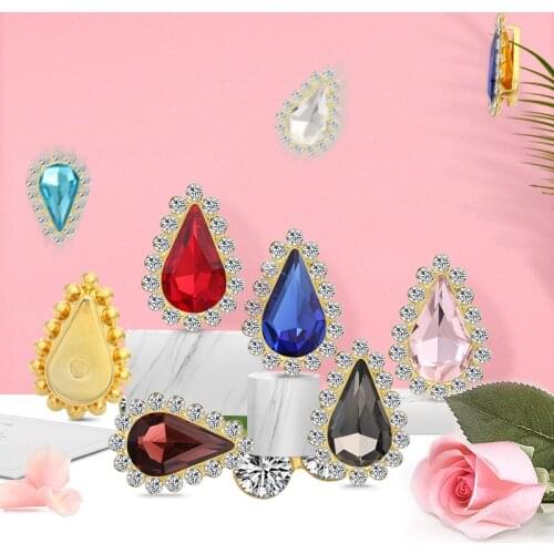 20pcs Tear Drop Shape Strass Glass Sew-on Rhinestones with Claw for Diy Craft Christmas Clothing Garment Decoration Jewelry