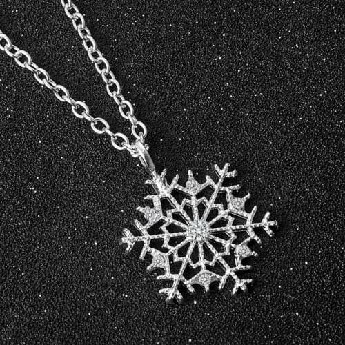2020 Fashion Glamour Lady Crystal Snowflake Zircon Flower Christmas Necklace and Pendant Jewelry Lady Sweater Necklace