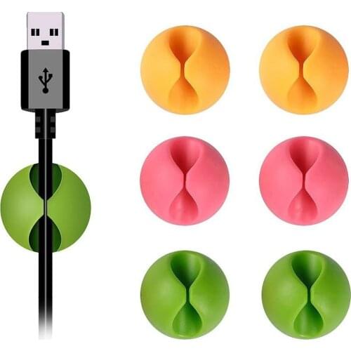 6 pcs silicone cable organizer protector wired holder clip for mouse wire charger HDM PC management desk self-adhesive organizer