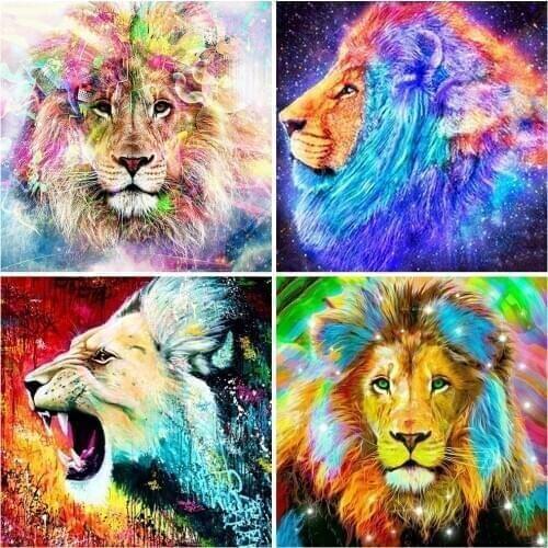 HUACAN Diamond Embroidery 5D Lion Diy Diamond Painting Full Square Animal Mosaic Home Decoration Gift