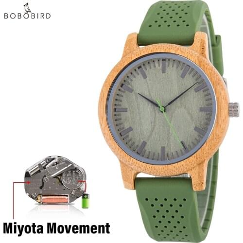 BOBO BIRD Brand Bamboo Watches for Men and Women Silicone Strap Wooden Writwatches Gifts Items Relogio Masculino C-B06