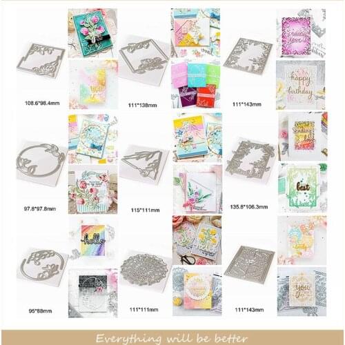 Flower Hollowed Leaves Square Round Frame Metal Cutting Dies DIY Scrapbook Craft Handmade Decorate Cards Emossing Paper Template