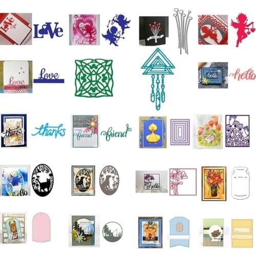 English Words Flowers Rectangle Frames Metal Cutting Dies for Scrapbooking DIY Photo Album Card Making Decorative Stencil New