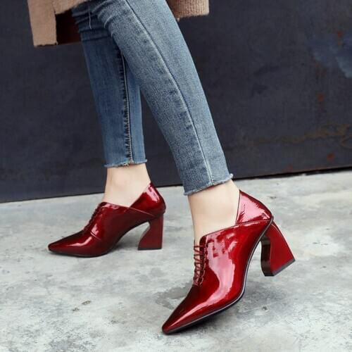 EshtonShero Spring Womens Shoes Woman Pumps Leather+PU High Heels Slip On Mules Slip On Black Ladies Wedding Shoes Size 3-8