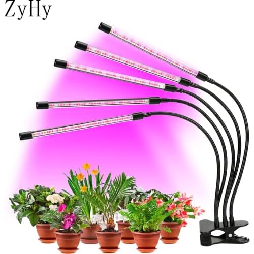 45W 5 Heads LED Grow Light Full Spectrum Phyto Lamp USB Clip-on Grow Lamp For Indoor Plants Seedlings Flower Tent Box Fitolampy