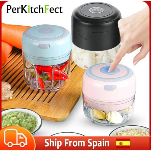 100/250ml Electric Mini Garlic Crusher Portable Chopper USB Charging Ginger Chili Vegetable Masher Machine Kitchen Tool