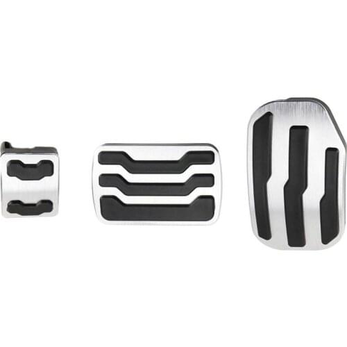 3Pc Set Track Design Silver Aluminum Alloy Foot Pedal Covers for 2015-Up Ford F150, -Up Raptor