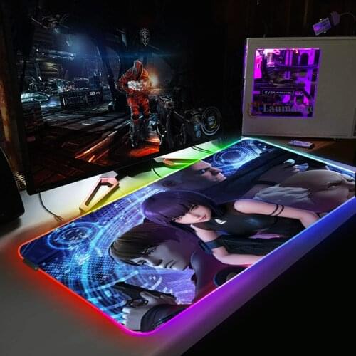 Mouse Pad Backlight Gamer Table Play Mat Ghost In The Shell Custom Xxl Locking Edge Anime Gaming Keyboard Deskpad Rgb Mousepad