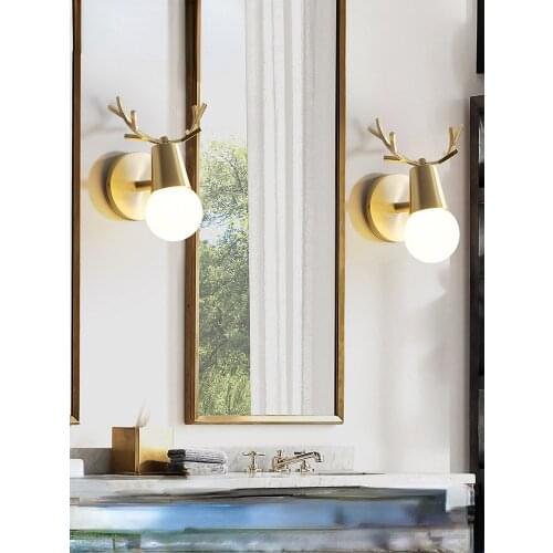 Copper Wall Lamp Living Room Background Wall Aisle American Bedroom Nordic Creative Bedside Lamp