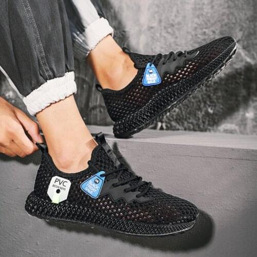 Men Loafers Shoes Breathable Net Summer Footwear Flat Shoes Black Hollow Out Casual Sneakers Men Shoes