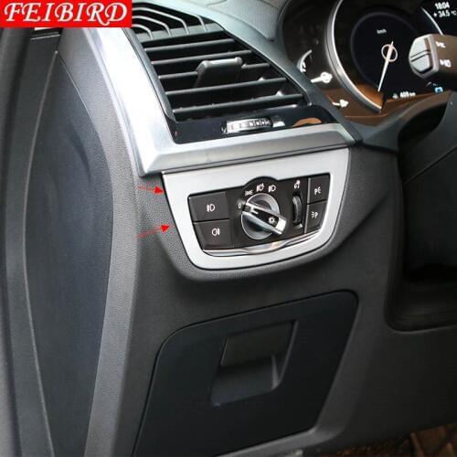 Carbon Fiber / Matte Style For BMW X3 G01 2018 ABS Head Lights Lamp Switch Button Decoration Molding Garnish Cover Trim