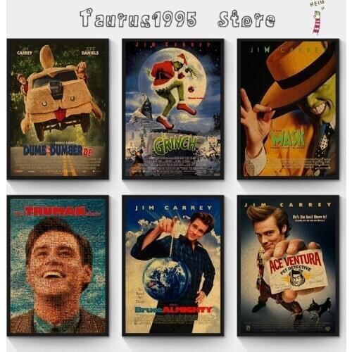 New Jim Carrey Movies Poster The Truman Show The Mask Movie Kraft Paper Poster For home decorPrinting Decorative Painting