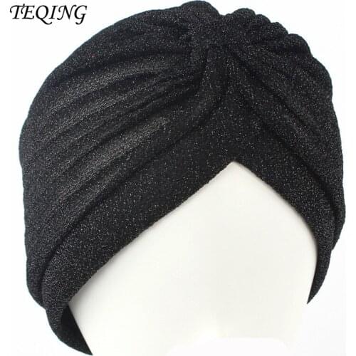 TEQING 2017 New Arrival Gold Bright Silk Polyester Casual Indian Cap Men and Women Muslim Headscarves Multicolor Optional
