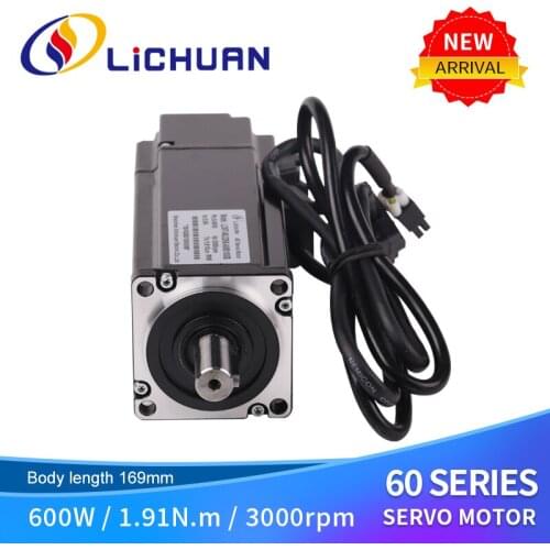 Lichuan 220v single phase or 3 phase nema24 600w 3000rpm 1.91N.M ac servo motor