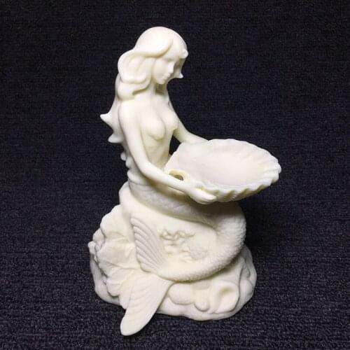Creative mermaid sculpture statue， Modern art sculpture European style home living room bedroom Cute decorative statue