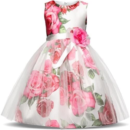 3-10Yrs Floral Baby Girl Dresses 2019 Flower Girl Wedding Birthday Party Princess Dress Elegant Christmas Dress Kids Clothes