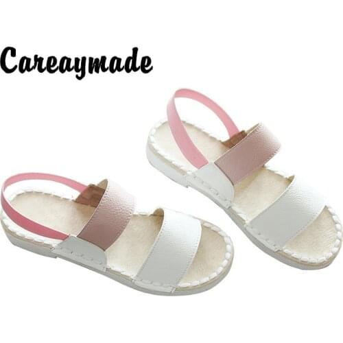 Careaymade-Literary Art Sandals Original Handmade Sand Beach Korean Students Summer Shoes Breathing and Fresh Female Shoes