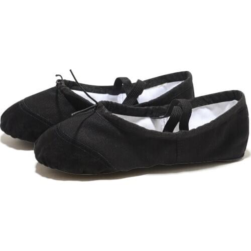 USHINE EU22-45 black leather head yoga slippers teacher gym indoor exercise canvas ballet dance shoes children kids girls woman