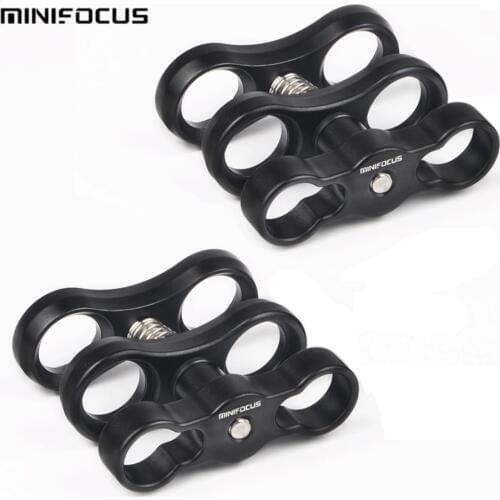 Dual Holes Ball Clamp Connector Mount for Diving Underwater photography Camera Housing Arm Video Light flashlight arms system
