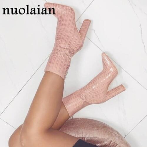 10.5CM High Heels Bottine Womens Ankle Boots Winter Shoes Fur Snow Boots Woman Leather Boot Lady Chaussure Platform Boots