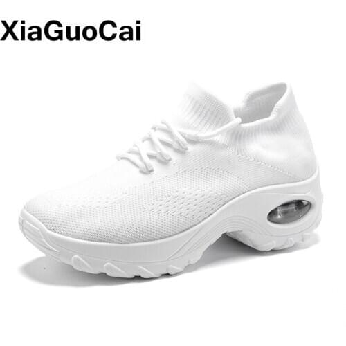 Women Sneaker Casual Sock Shoes Round Toe Lace-up Mesh Footwear Female Comfortable Breathable Fashion Lady Shoe with Cross-tied