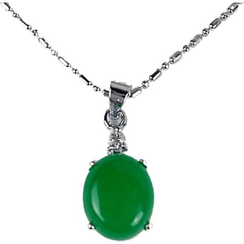 KYSZDL Hot Sale Green stone Waterdrop White Crystal 925 Silver Women Lady Necklace Pendant for women