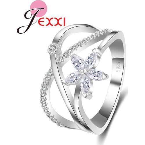 Fashion Brand New Design Romantic Glittering 925 Sterling Silver Flower Shape Ring For Women Fashion Jewelry Gift